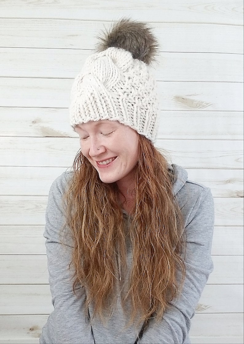 Helen Braid Beanie Knit Hat Pattern, Bulky and Super Bulky Hat Pattern ...