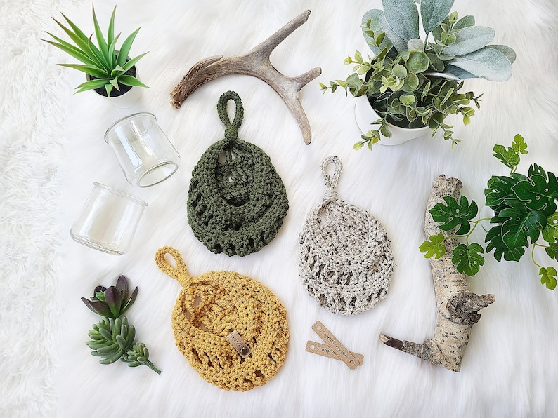Crochet Pattern, Sunny Hanging Basket, Plant Hanger, Produce Basket, Plant Pod image 4