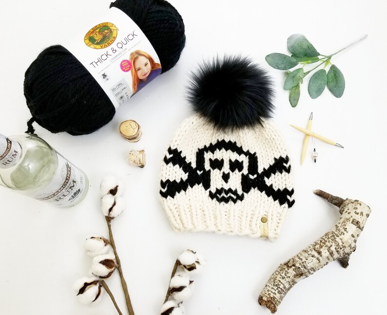 Pirate Hat Pattern Knit Pattern Skull Hat Jolly Roger Beanie Knit Hat Pattern