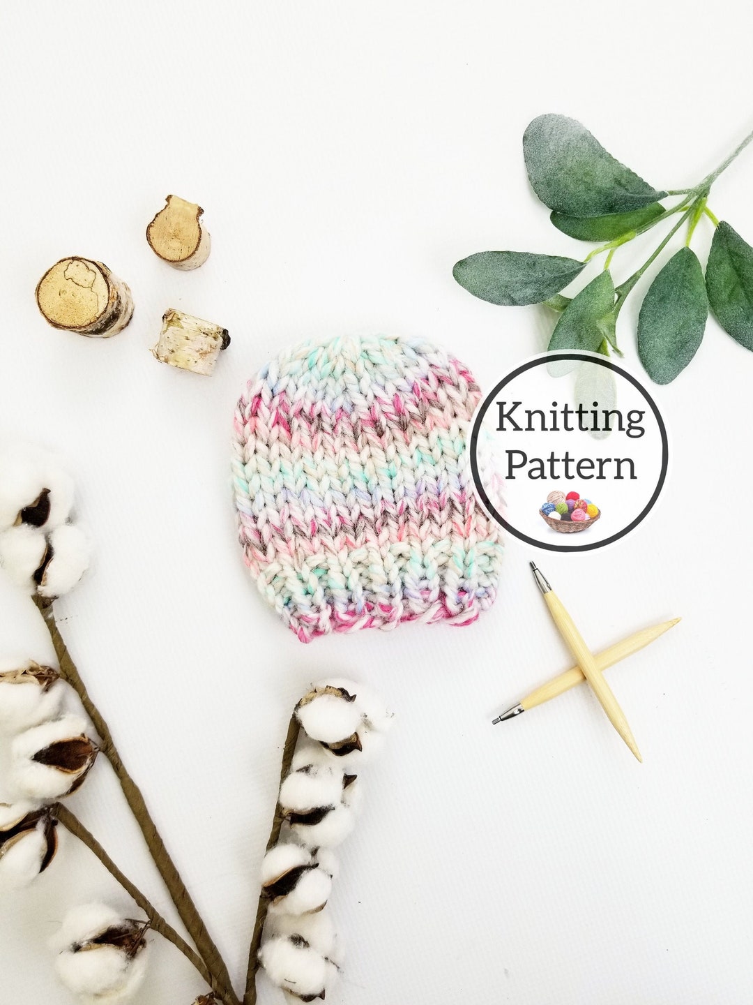 Super Bulky Basic Beanie Knit Hat Pattern, 8 Sizes, Beginner Hat ...