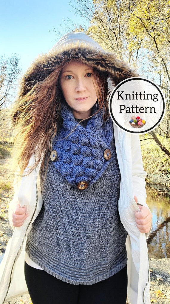 【riAndco】24FW★ Basic Knit Muffler KNITTING PATTERN- Cable Hooded Scarf PDF Knitting Pattern - Etsy