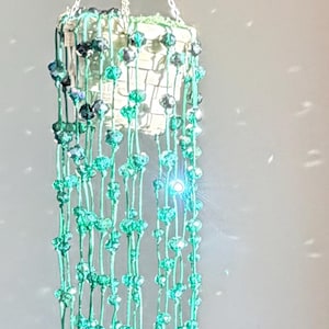 Forever Beaded Succulent – Hanging  Sparkling String Plant in Woven Basket Suncatcher with over 200 Crystal Beads