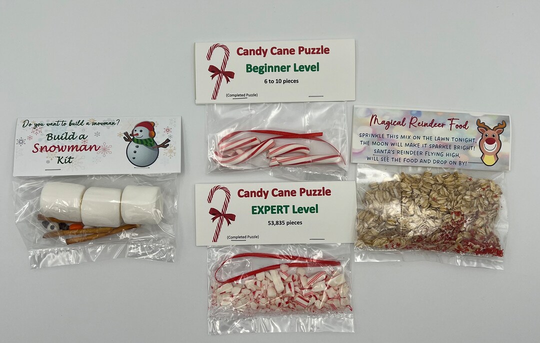 Set of 2 Novelty Candy Cane Puzzles Reindeer Food or Build a Etsy