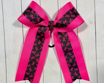 PINK Breast Cancer Awareness Bow - Double Layered Cheer Bow - Breast Cancer Awareness Ribbon
