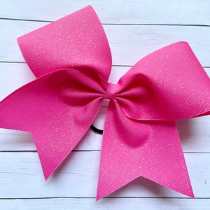 HOT PINK Cheer Bow - glitter cheer bow - breast cancer awareness bow - sparkle bow - girls Hair Bow for cheerleading