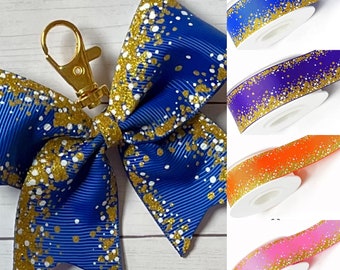 Mini Cheer Bow Zipper charm, mini cheer bow keychain, mini cheer bow zipper pull, cheer team gift, gift for cheerleader, blue or purple