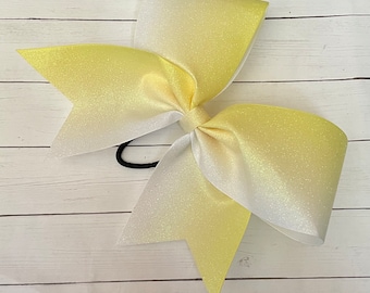 Glittery Yellow Ombre Cheer Bow // Yellow Bow for Cheerleader