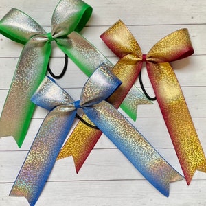 Collegiate cheer bows, ombre cheer bow, hair bow for cheerleader, cheer team bows, college cheer bow, half up half down bow, ponytail bow
