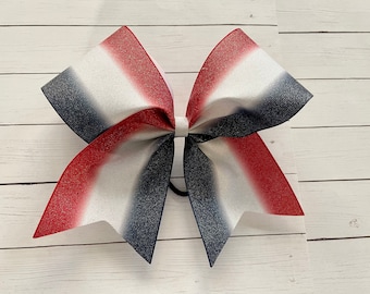 Red White Blue Glitter Cheer Bow // All American Cheer Bow // Patriotic Cheer Bow // Cheer team bows