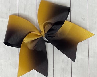 Gold Black Ombré Cheer bow / Team Cheer Bow / Varsity cheer bow / Bow can be Customized with Team Name etc