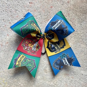 Wizard World Cheer Pony / Harry Ponytail Bow / Potter Houses Cheer Bow / Universal Vacation Bow
