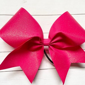 Hot Pink cheer bow - pink GLITTER Cheer bow - breast cancer awareness bow- sparkly girls Hair Bow for cheerleading - shocking pink cheer bow