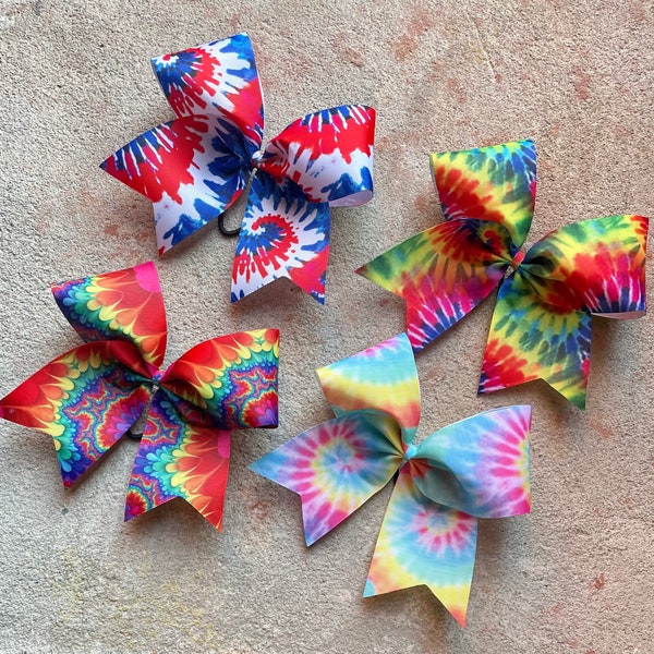 Tie Dye Cheer Bows // 4 Colors - You Pick //  Tye Dye Cheer Bow // Team Cheer Bows