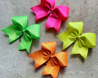 Neon Glitter Cheer Bows // Sparklyy Cheer Bows // Glittery Cheer Bows // You Pick Color