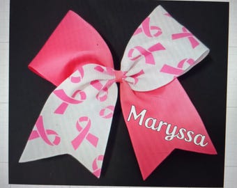Personalized Breast Cancer Awareness Bow - Cheer Bow - Pink Cheer Bow