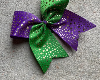 Mardi Gras Cheer Bow / Green Gold Purple Cheer Bow