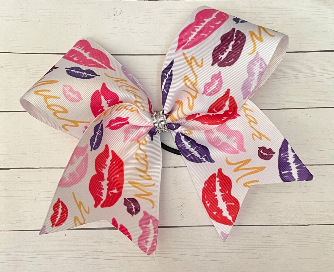 Glamorous Cheer Bow // Lips, Kisses Cheer Bow // Valentines Cheer Bow ...