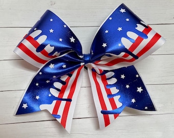 Patriotic cheer bow, Red white blue cheer bow, USA hair bow, big cheer bow, hair bow for cheerleader, American cheer bow, team bows