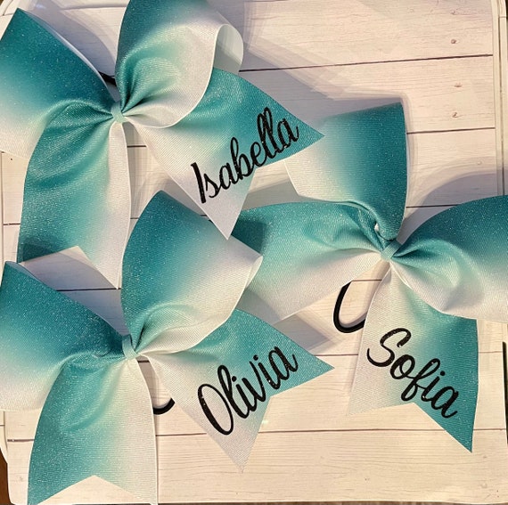 Personalized Glitter Ombré Cheer Bow, Custom Cheer Bow, you pick colors: Red Orange Yellow Green Blue Purple Black Teal Lime Cheer bow
