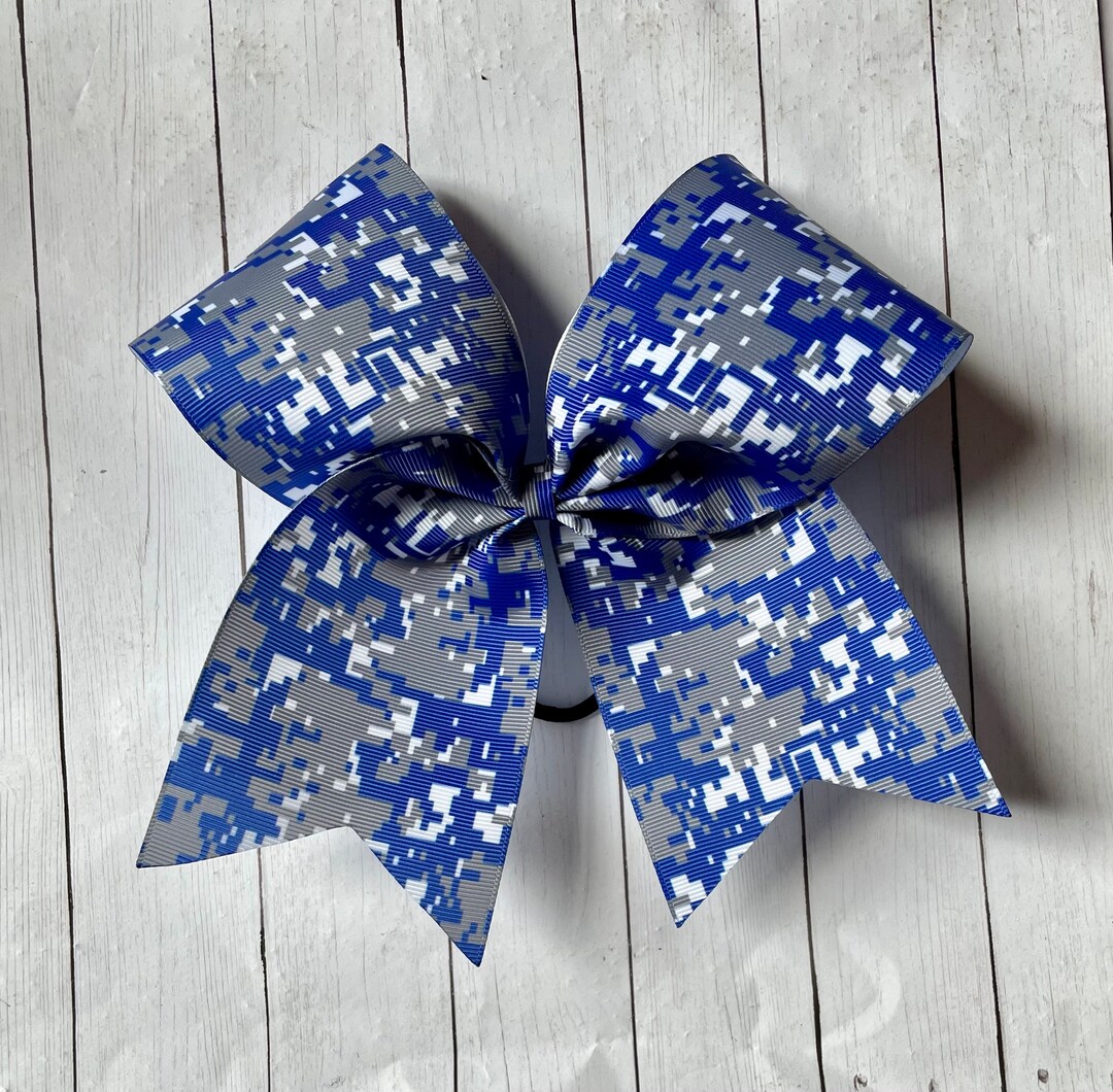 ROYAL BLUE Cheer Bow - Gray Digital CAMO Big Grosgrain  display picture 1