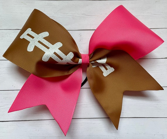 Bright Pink Cheer Bow - Football Cheer Bow - Big Cheer Bow - Hair Bow for Cheerleader - Breast Cancer Awareness Bow
