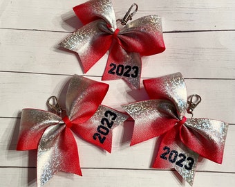 Personalized Mini Cheer Bow Zipper charm // CHOOSE COLORS // mini cheer bow keychain, cheer team gift, gift for cheerleader