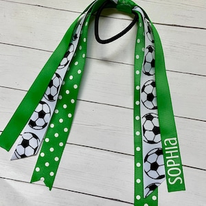 Soccer Bows, Soccer hair bow, Soccer pony tail bow, sports bow, soccer team bows, personalized hair accessory