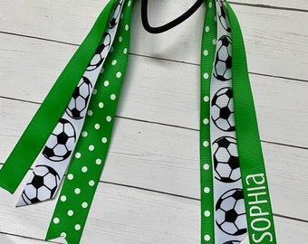 Soccer Bows, Soccer hair bow, Soccer pony tail bow, sports bow, soccer team bows, personalized hair accessory