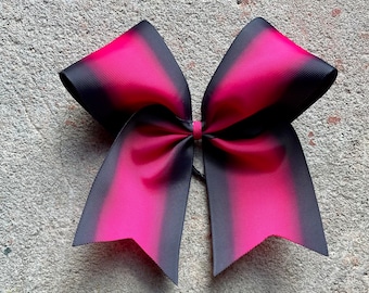 Pink Black Cheer Bow - holographic Ombré cheer bow - Big cheer bow - girls Hair Bow for cheerleading - Breast Cancer Awareness