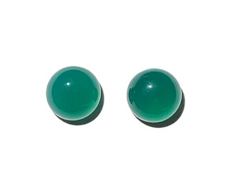8mm Green Chalcedony Gemstone Stud Earrings with Sterling Silver