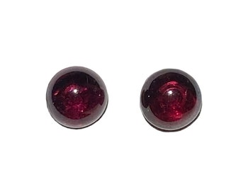 7mm Rhodolite Garnet Gemstone Post Earrings with Sterling Silver