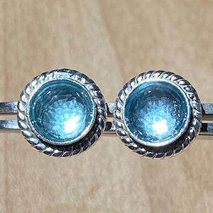 6mm Faceted Ice Blue Topaz Gemstone Stud Earrings with Sterling Silver Posts