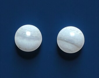 8mm Blue Lace Agate Gemstone Stud Earrings with Sterling Silver