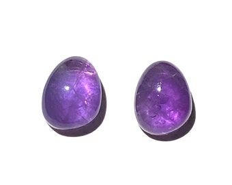 Amethyst Pebble Gemstone Post Earrings with Sterling Silver 10x7.5mm