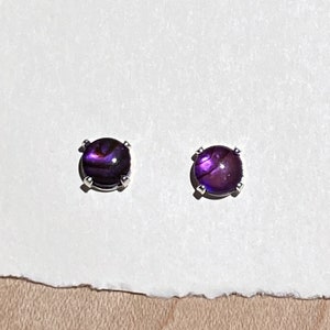 6mm Purple Paua Abalone Post Earrings with Sterling Silver image 2