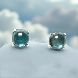 6mm London Blue Topaz and Sterling Silver Stud Earrings