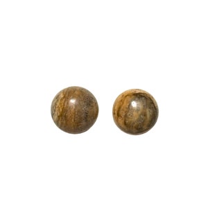 10mm Picture Jasper Gemstone Stud Earrings with Sterling Silver