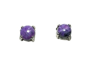 5mm Sugilite Gemstones Prong set with Sterling Silver Posts