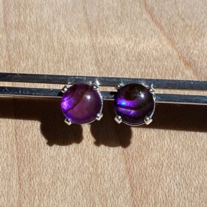 6mm Purple Paua Abalone Post Earrings with Sterling Silver image 3