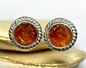 Pendientes de cianita naranja facetada: piedra preciosa de plata de ley