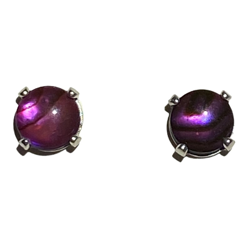 6mm Purple Paua Abalone Post Earrings with Sterling Silver image 1