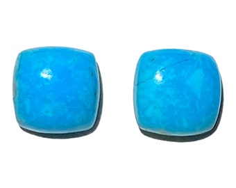 8mm Sleeping Beauty Turquoise Rounded Square Cushion Gemstone Stud Earrings with Sterling Silver