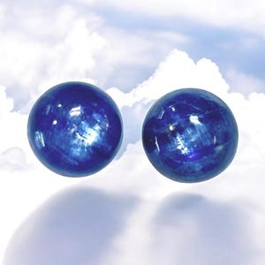 10mm Kyanite Gemstone Stud Earrings with Sterling Silver