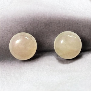 Earrings 10mm Light Pink Rose Quartz Gemstone Stud Earrings with Sterling Silver