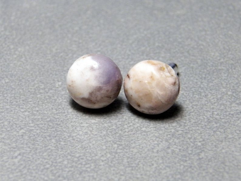 10mm Brazilian Agate Gemstone Post Earrings with Sterling Silver