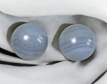 10mm Blue Lace Agate Gemstone Stud Earrings with Sterling Silver