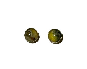 Tiny 4mm Bumblebee Jasper Gemstone Post Earrings with Sterling Silver