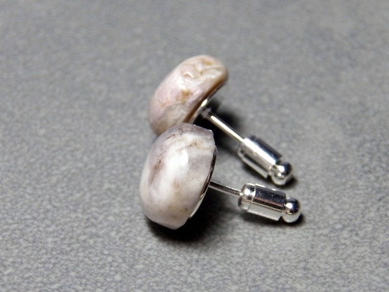 10mm Brazilian Agate Gemstone Post Earrings with Sterling Silver