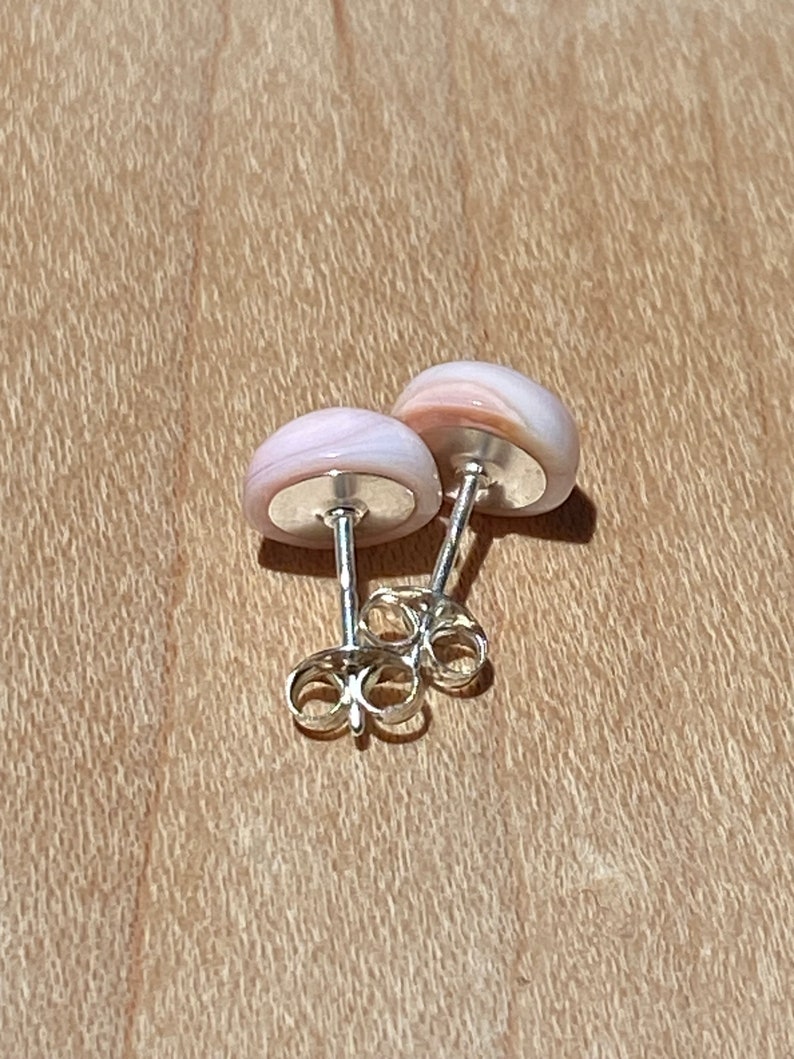 8mm Pink Queen Conch Shell Gemstone Post Earrings with Sterling Silver image 6