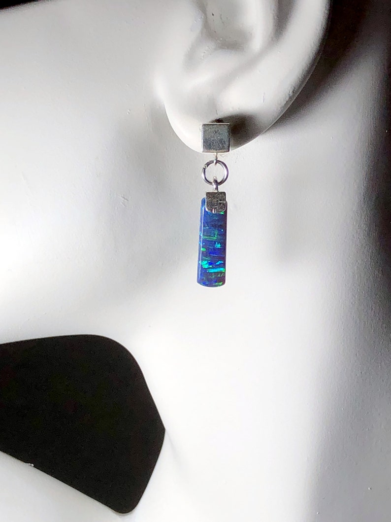 Fire Opal Gemstone Earrings with Sterling Silver Posts